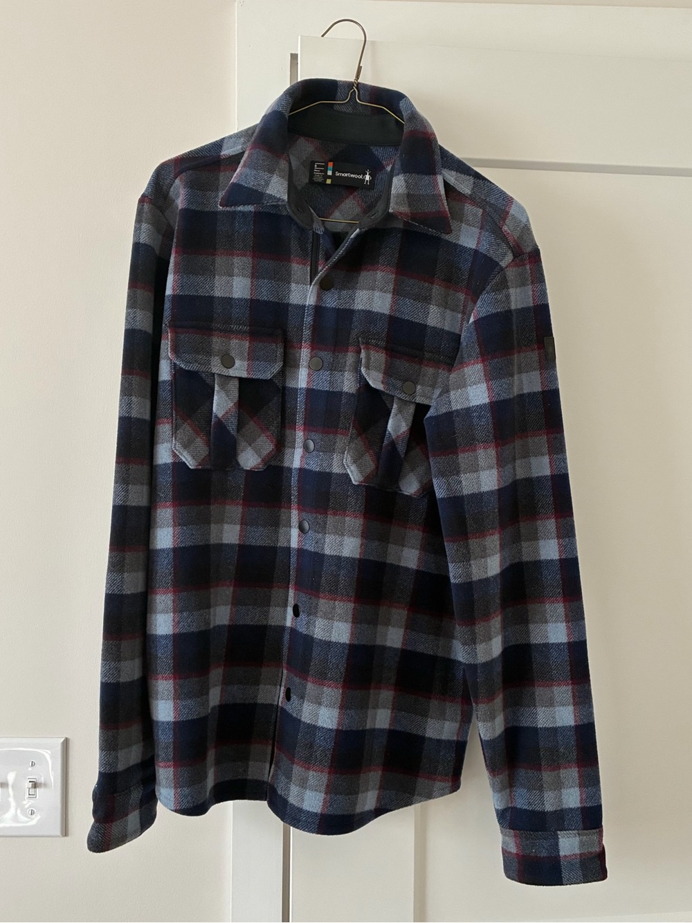 Men's Smartwool Plaid Button-Up Shirt Jacket - Blue/Grey